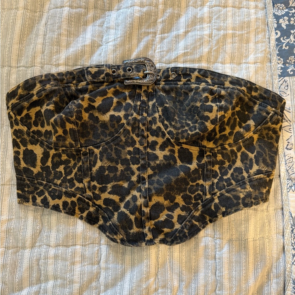 Leopard Print Corset Top with Buckle